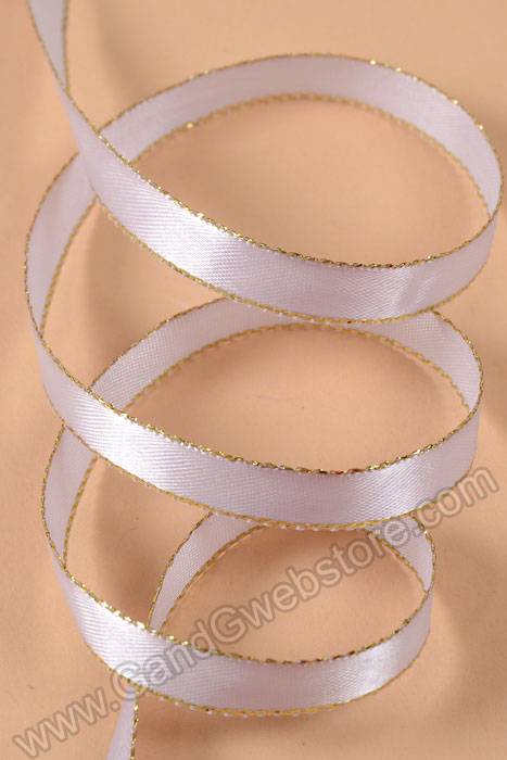 3/8" X 50yds Satin Ribbon W/gold Edge Lavender