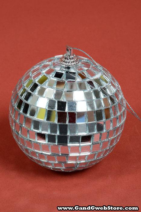 80mm Mirror Ball Hanger Silver Pkg/4