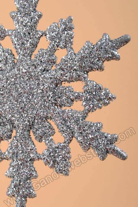 2.5" Glitter Snow Flake Ornament Silver Pkg/12
