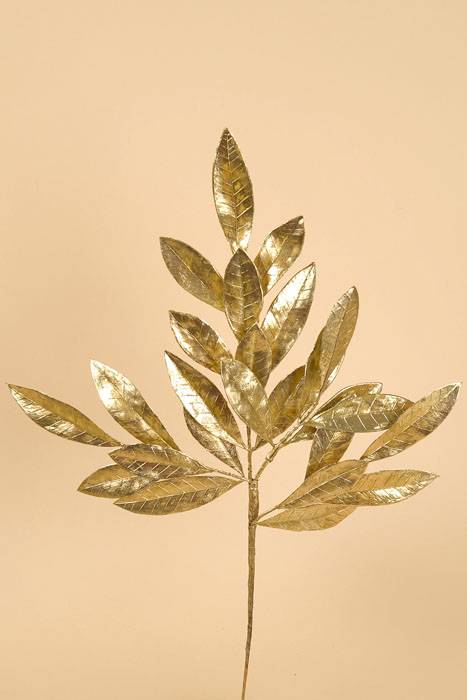 19&quot; Bay Leaf Spray Gold Pkg/6