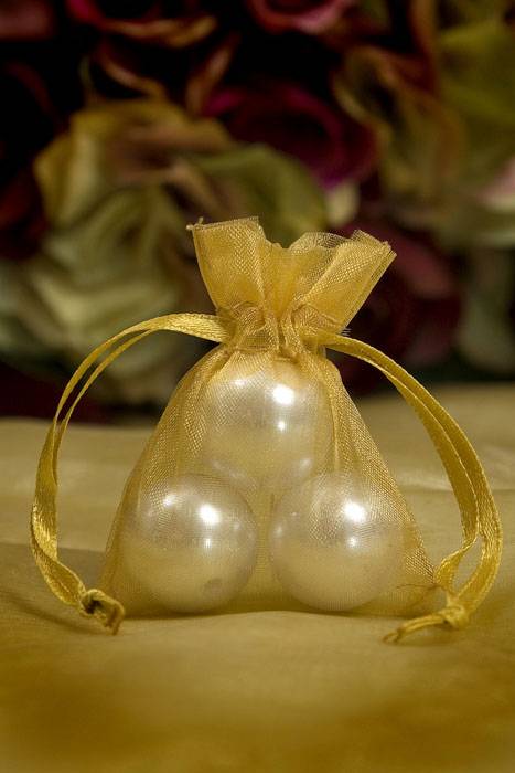 2" X 2.5"  Organza Pouches Gold Pkg/12