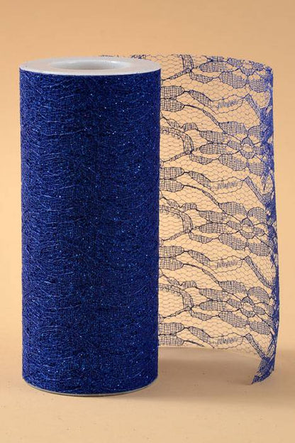 6" X 10yds Sparkle Lace Royal Blue