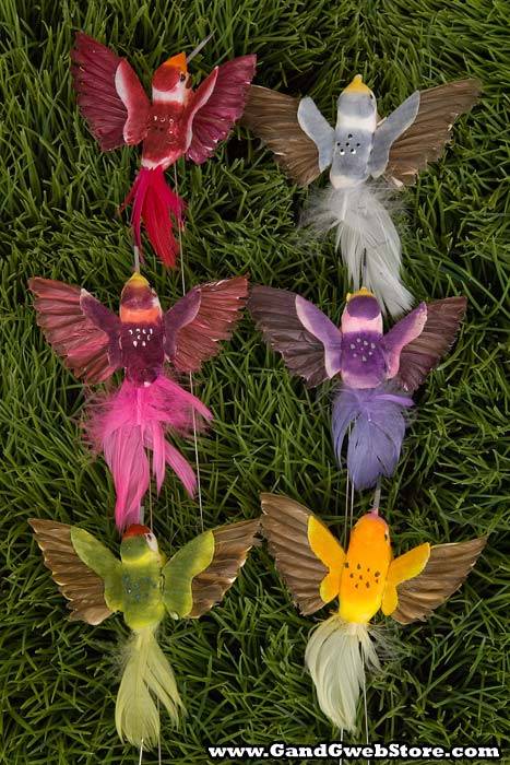 4-5" Humming Bird W/wire Assort Pkg/12