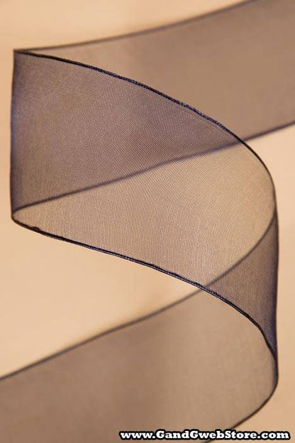 2.5" X 25yds Wired Encore Ribbon Navy