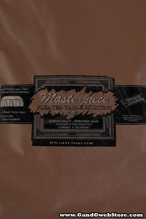 29" X 14ft Plastic Pleated Table Skirting  Brown