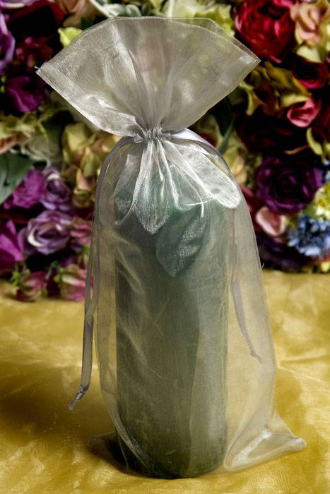 6.5" X 15" Wine Bag Silver Pkg/12