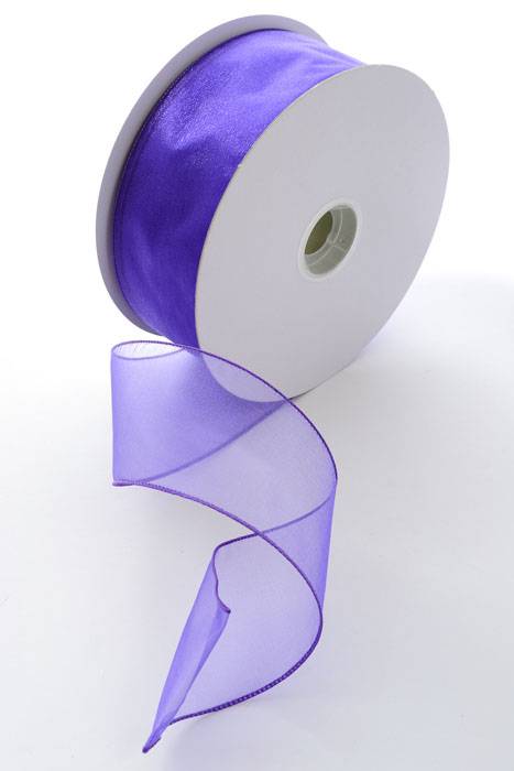 2.5" X 50yds Wired Sheer Spring Ribbon Purple 