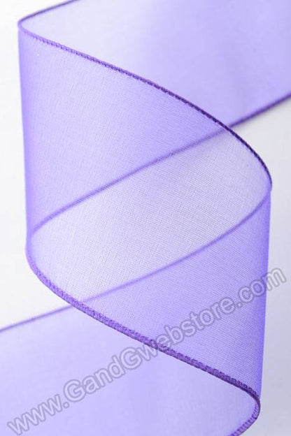 2.5" X 50yds Wired Sheer Spring Ribbon Purple 