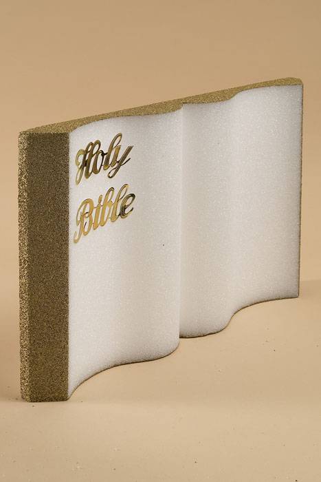 18" Styrofoam Holy Bible White/gold