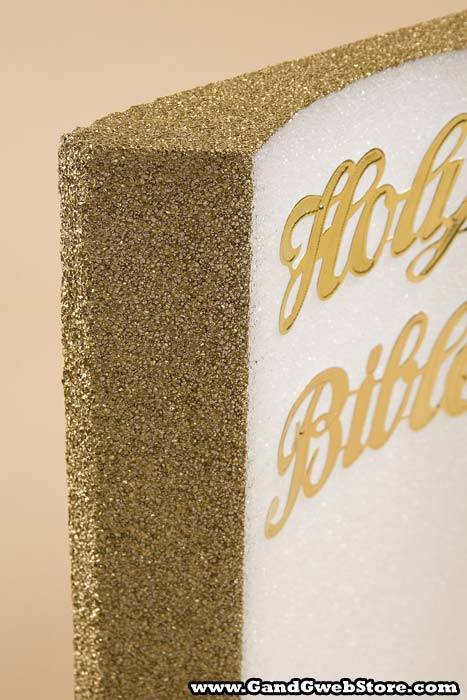 18" Styrofoam Holy Bible White/gold
