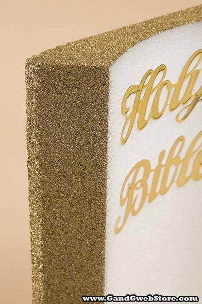 18" Styrofoam Holy Bible White/gold