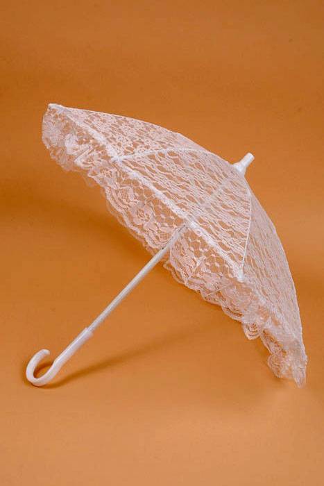 15" Lace Parasol White