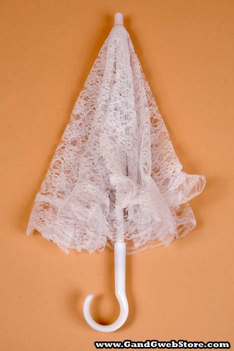 15" Lace Parasol White