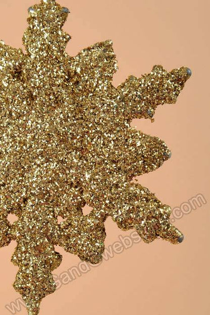 2.5" Glitter Snow Flake Ornament Gold Pkg/12