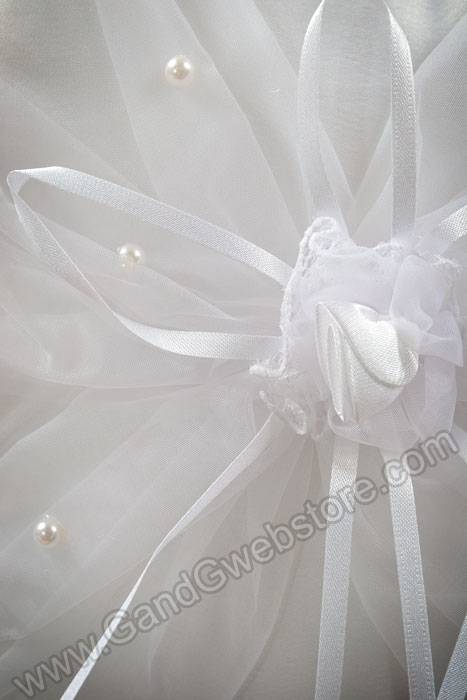 7" Ring Pillow W/pearls White