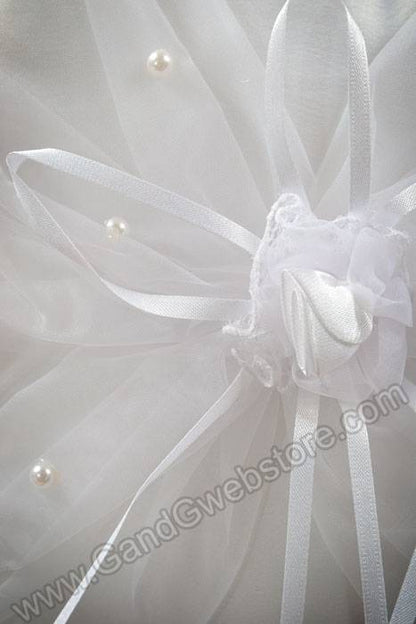 7" Ring Pillow W/pearls White