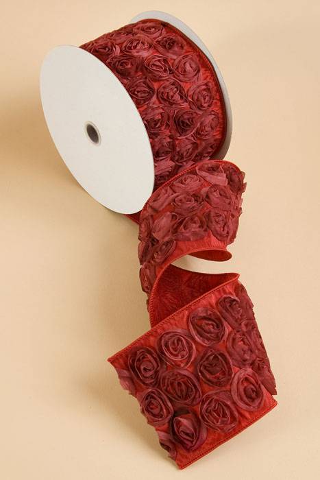 4" X 10yds W/love Knots Red