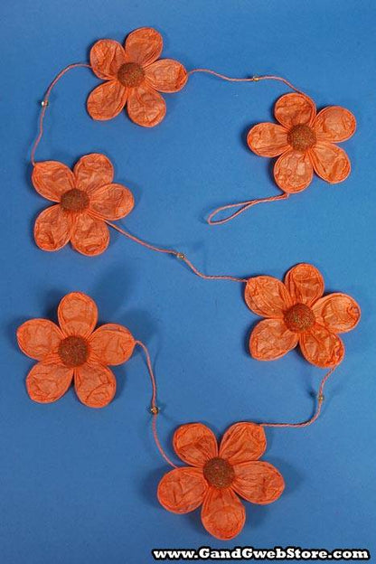 5" X 60" Paper Flowers Garland Orange