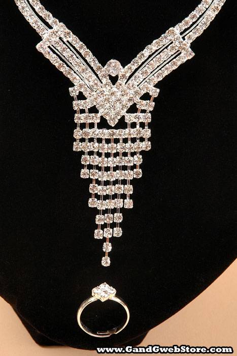 Fashion Jewelry Crystal Earrings, Necklace, Bracelet And Ring Set