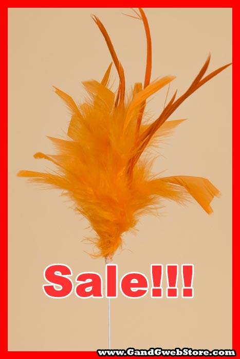 14" Owl Feather Spray Orange Pkg/12