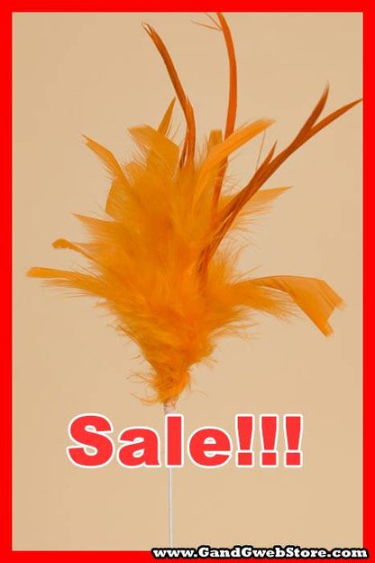 14" Owl Feather Spray Orange Pkg/12