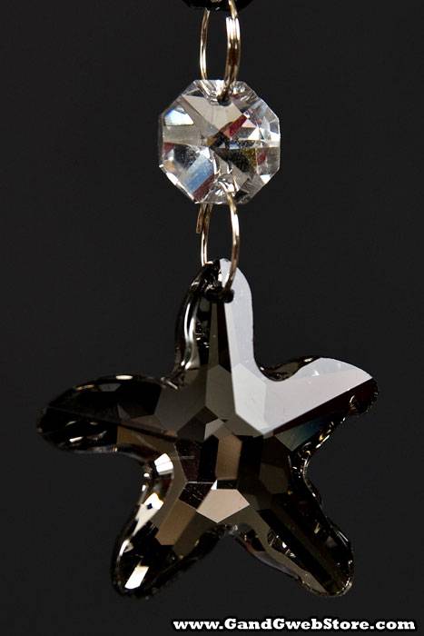 6" Crystal Star Tear Drop Hanging Black/silver