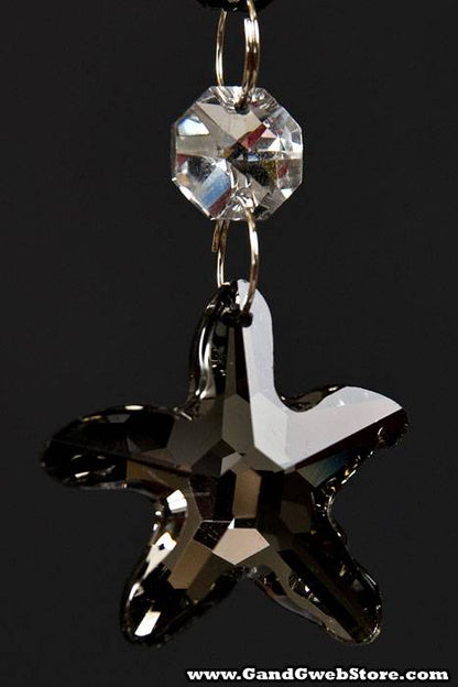 6" Crystal Star Tear Drop Hanging Black/silver