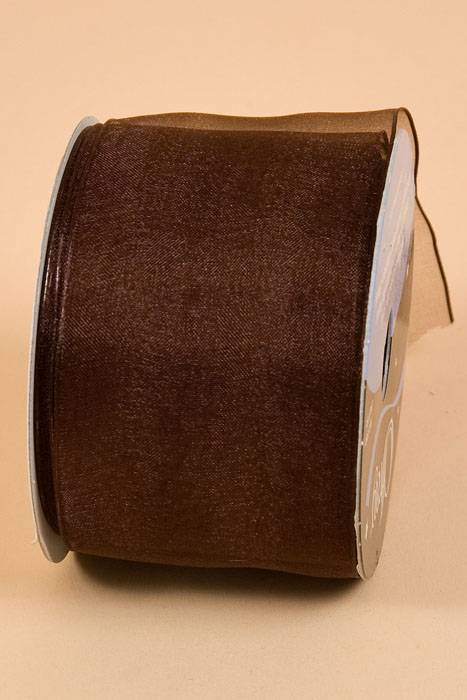 2.5" X 25yds Wired Encore Sheer Ribbon Chocolate