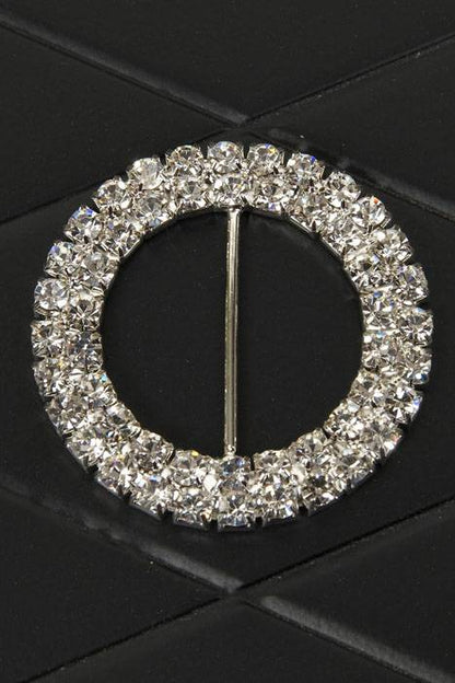 40mm Rhinestone Round Ribbon Buckle Slider Pkg/3