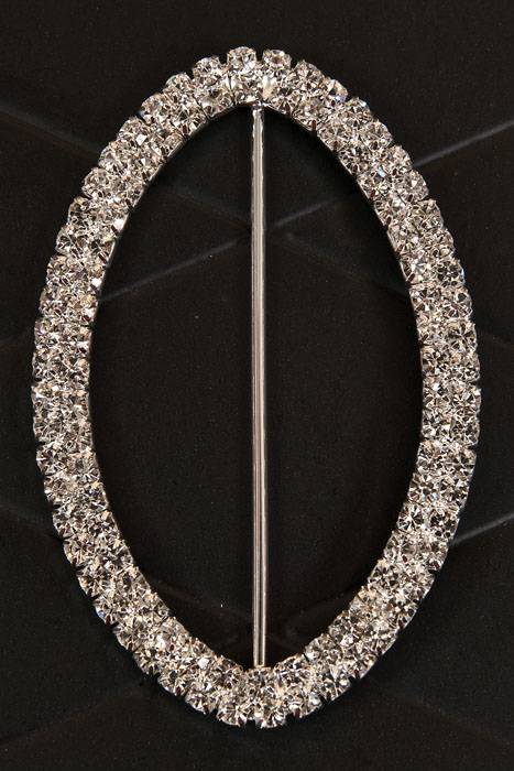 85mm Oval Ribbon Button Rhinestone Crystal