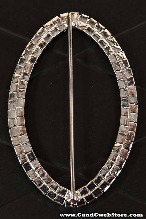 85mm Oval Ribbon Button Rhinestone Crystal