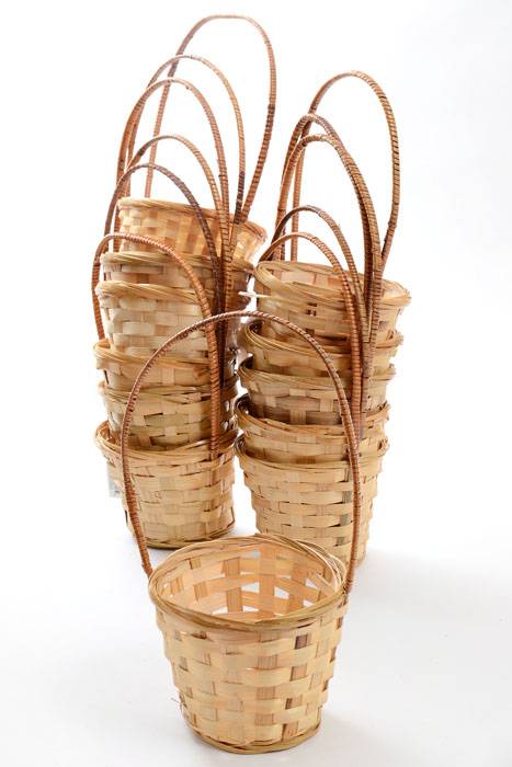 5" X 4" Round Bamboo Basket (Natural) Pkg/12