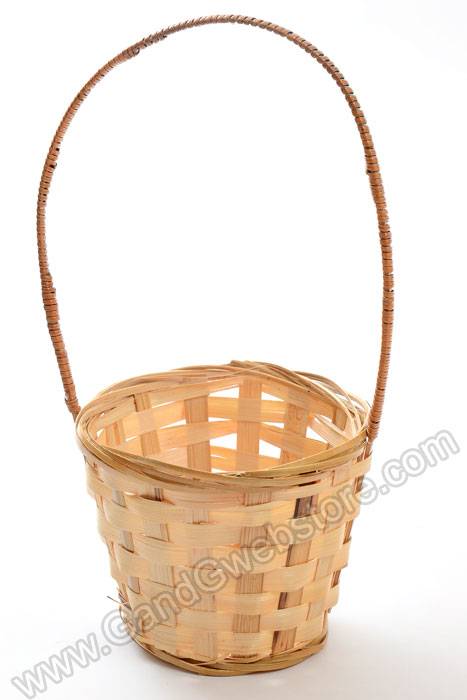 5" X 4" Round Bamboo Basket (Natural) Pkg/12