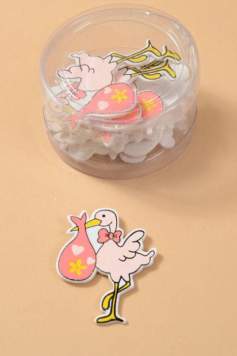 2" Baby Shower W/stork Pink Pkg/12