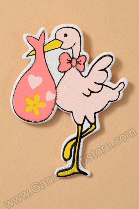 2" Baby Shower W/stork Pink Pkg/12