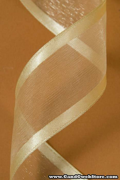 Wired Sheer Ribbon W/satin Edge Baby Maize 