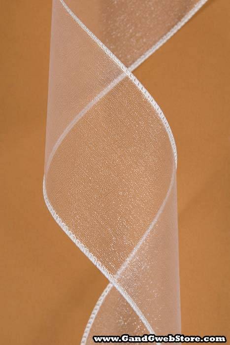 2.5" X 50yds Wired Sheer Spring Ribbon White 