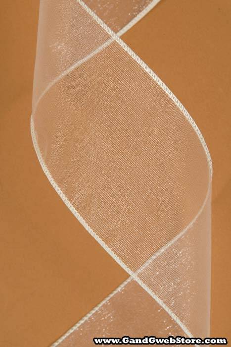 2.5" X 50yds Wired Sheer Spring Ribbon Ivory 