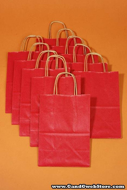 8" X 5" X 10" Kraft Shopping Bag Red Pkg/12