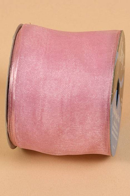 2.5" X 25yds Wired Encore Sheer Ribbon Light Pink