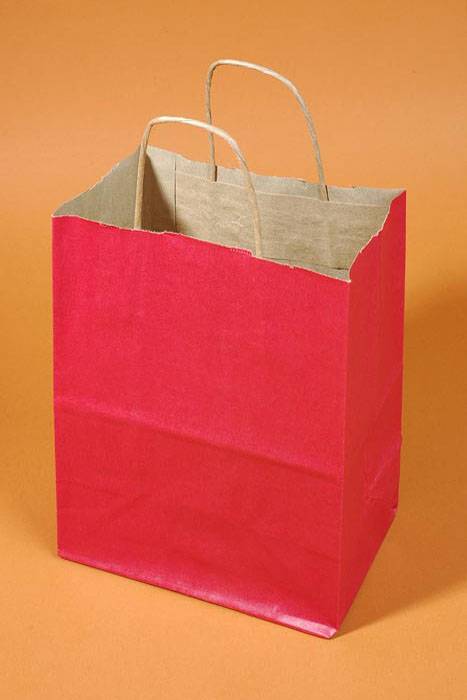 8" X 5" X 10" Kraft Shopping Bag Red Pkg/12