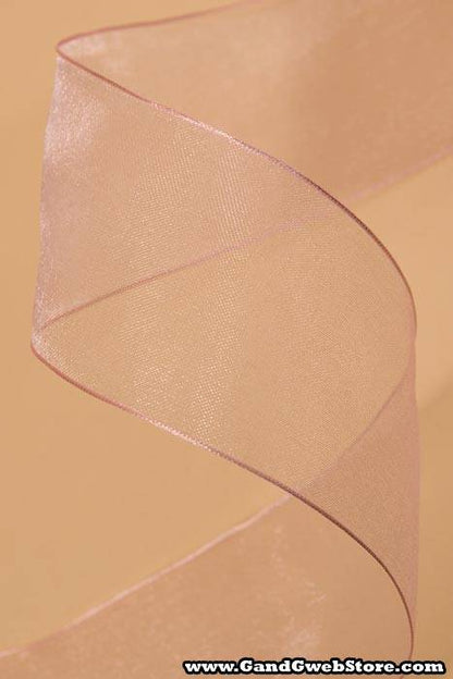 2.5" X 25yds Wired Encore Sheer Ribbon Light Pink