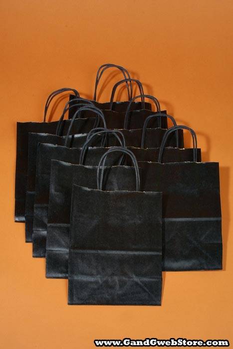 8" X 5" X 10" Kraft Shopping Bag Black Pkg/10