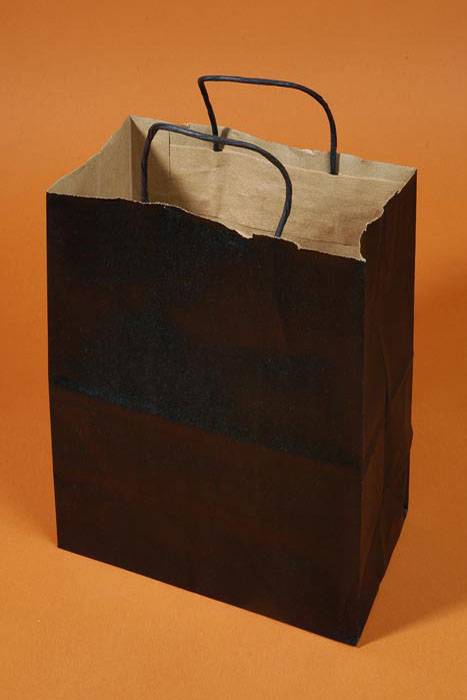 8" X 5" X 10" Kraft Shopping Bag Black Pkg/10