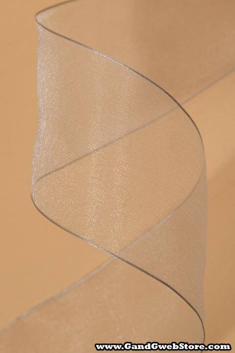 2.5" X 25yds Wired Encore Sheer Ribbon Silver