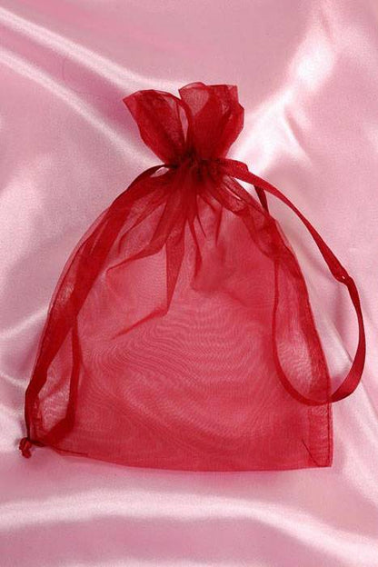 5" X 7" Organza Pouches Burgundy Pkg/12