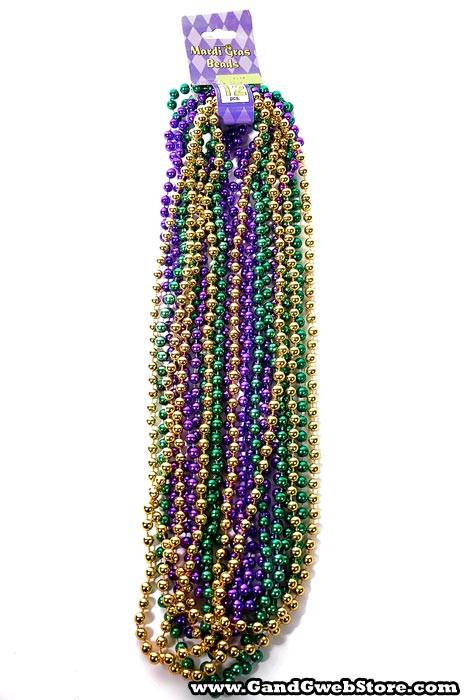 33" Mardi Gras Beads Purple/gold/green Pkg/12