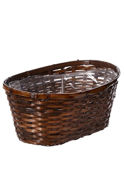 13.5" X 10" X 6" Oval Stained Bamboo Brown