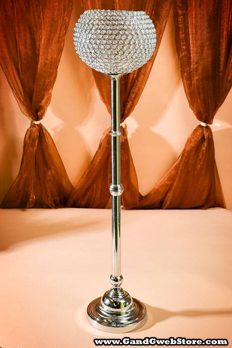 46.5&quot; X 11&quot; Bead Candle Holder Clear