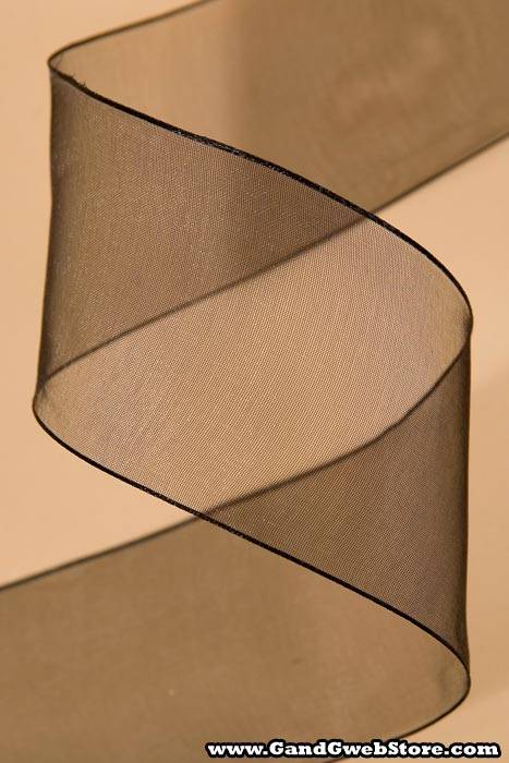 2.5" X 25yds Wired Encore Sheer Ribbon Black